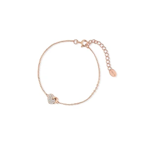 W.KRUK - Bransoletka srebrna pozłacana serce z cyrkoniami