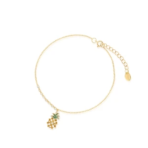 W.KRUK Bransoleta srebrna pozłacana z ananasem