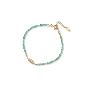 W.KRUK Bransoletka srebrna pozłacana z apatytem