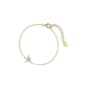 W.KRUK Bransoletka srebrna pozłacana z cyrkonią