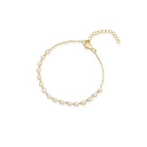 W.KRUK Bransoletka srebrna pozłacana z cyrkoniami