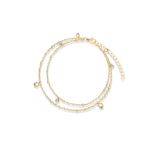 W.KRUK Bransoletka srebrna pozłacana z cyrkoniami i kulkami