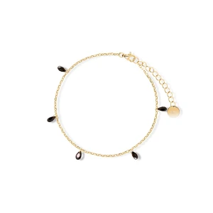 W.KRUK Bransoleta srebrna pozłacana z czarnymi cyrkoniami