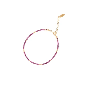 W.KRUK Bransoletka srebrna pozłacana z granatami