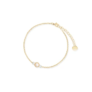 W.KRUK Bransoleta srebrna pozłacana z perłą i cyrkoniami