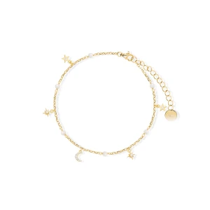 W.KRUK - Bransoletka srebrna pozłacana z perłami