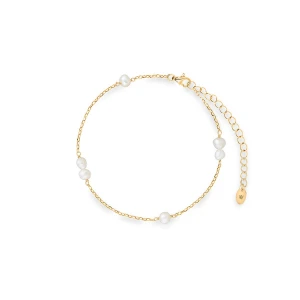 W.KRUK - Bransoletka srebrna pozłacana z perłami