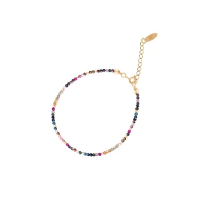 W.KRUK Bransoletka srebrna pozłacana z turmalinami