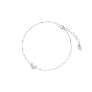 W.KRUK - Bransoletka srebrna serce z cyrkoniami