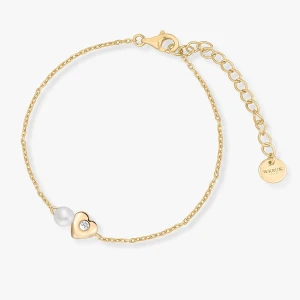 W.KRUK Bransoleta srebrna serce z perłą