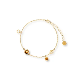 W.KRUK Bransoleta srebrna z bursztynem Miodowa