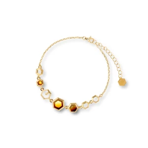 W.KRUK Bransoleta srebrna z bursztynem Miodowa