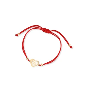 W.KRUK Bransoleta srebrna z czerwonym sznurkiem