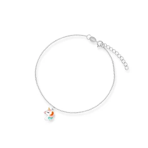 W.KRUK Bransoletka srebrna z kolorowym jednorożcem