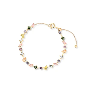 W.KRUK Bransoleta srebrna z kolorowymi cyrkoniami Mozaika