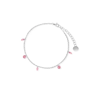 W.KRUK - Bransoletka srebrna z różowymi cyrkoniami