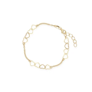 W.KRUK Bransoleta srebrna złocona z sercami