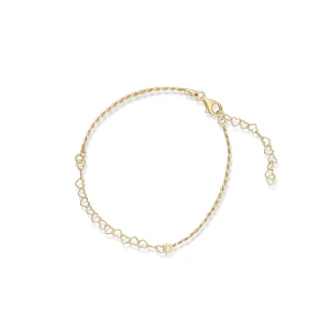 W.KRUK - Bransoletka srebrna złocona z serduszkami