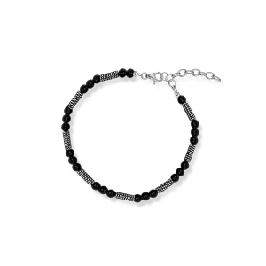 W.KRUK Bransoleta stalowa z czarnymi kamieniami