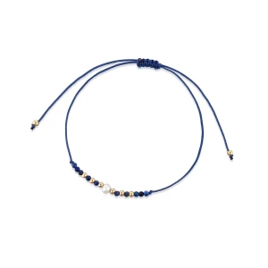 W.KRUK - Bransoletka sznurkowa z perłą i lapisem lazuli