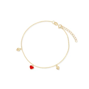 W.KRUK - Bransoletka złota z czerwonym sercem