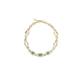 W.KRUK - Bransoletka złota z diamentami i szmaragdami