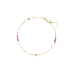 W.KRUK Bransoleta złota z różowymi koralikami