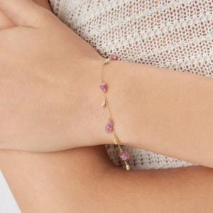 W.KRUK Bransoleta złota z różowymi turmalinami Saint Tropez