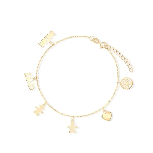 W.KRUK Bransoleta złota z zawieszkami Mom Dad