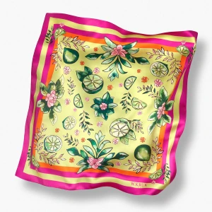 W.KRUK - Chusta jedwabna Kwiaty Nocy Limonki FASHION