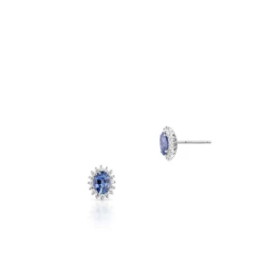 W.KRUK Kolczyki białe złoto z brylantami i szafirami