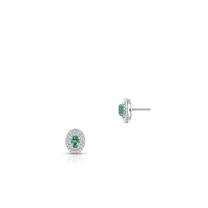 W.KRUK - Kolczyki białe złoto z diamentami i szmaragdem