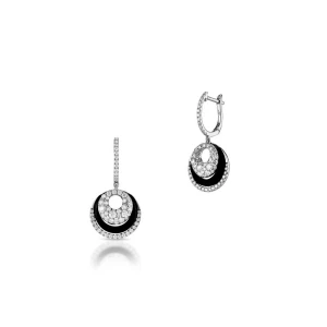 W.KRUK - Kolczyki białe złoto z onyksami i brylantami