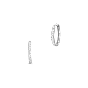 W.KRUK Kolczyki kółka białe złoto z cyrkoniami