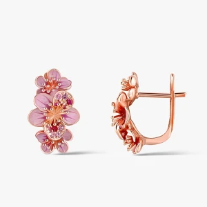 W.KRUK Kolczyki różowe złoto Kwiaty Nocy