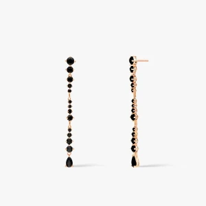 W.KRUK - Kolczyki różowe złoto z czarnymi szafirami