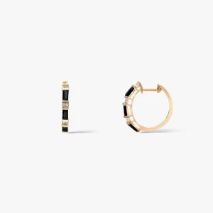 W.KRUK Kolczyki różowe złoto z czarnymi szafirami i topazami