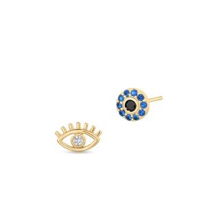 W.KRUK Kolczyki srebrne asymetryczne oko proroka