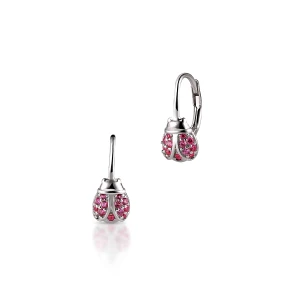 W.KRUK Kolczyki srebrne biedronki z cyrkoniami