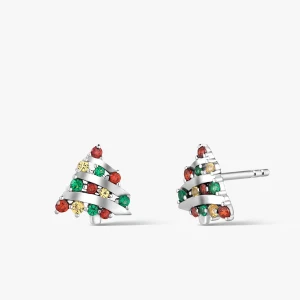 W.KRUK Kolczyki srebrne choinki