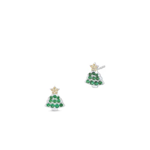 W.KRUK Kolczyki srebrne choinki z gwiazdką