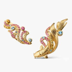 W.KRUK - Kolczyki srebrne KOI