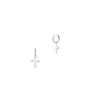 W.KRUK - Kolczyki srebrne kółka z krzyżykiem