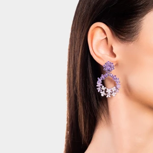 W.KRUK Kolczyki srebrne Kwiaty Nocy Fioletowy Bez