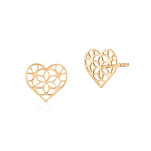 W.KRUK Kolczyki srebrne pozłacane ażurowe serca