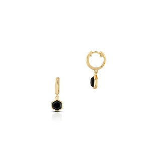 W.KRUK - Kolczyki srebrne pozłacane koła hexagon