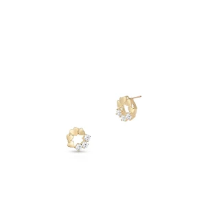 W.KRUK Kolczyki srebrne pozłacane serca z cyrkoniami