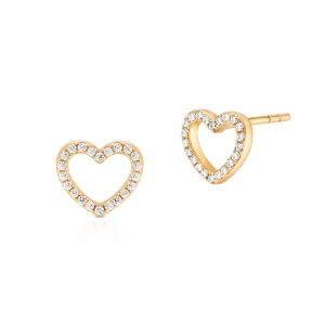 W.KRUK Kolczyki srebrne pozłacane serca z cyrkoniami