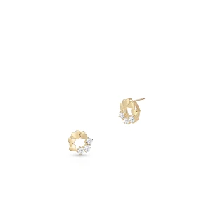 W.KRUK Kolczyki srebrne pozłacane serca z cyrkoniami