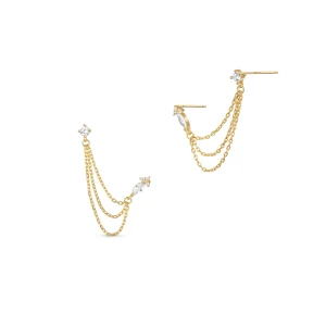 W.KRUK Kolczyki srebrne pozłacane z cyrkoniami